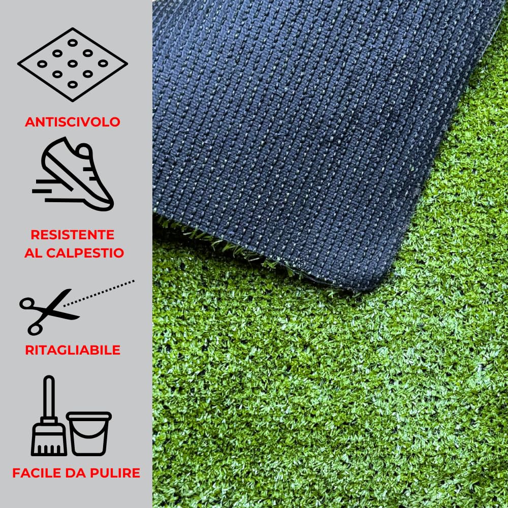 acquaverde | Prato Sintetico da 7mm per Giardino, Balcone, Terrazzo e Piscina 1x5 mt (5 mq) – Erba Artificiale, Sintetica Resistente al Calpestio e Raggi UV, Facile da Pulire