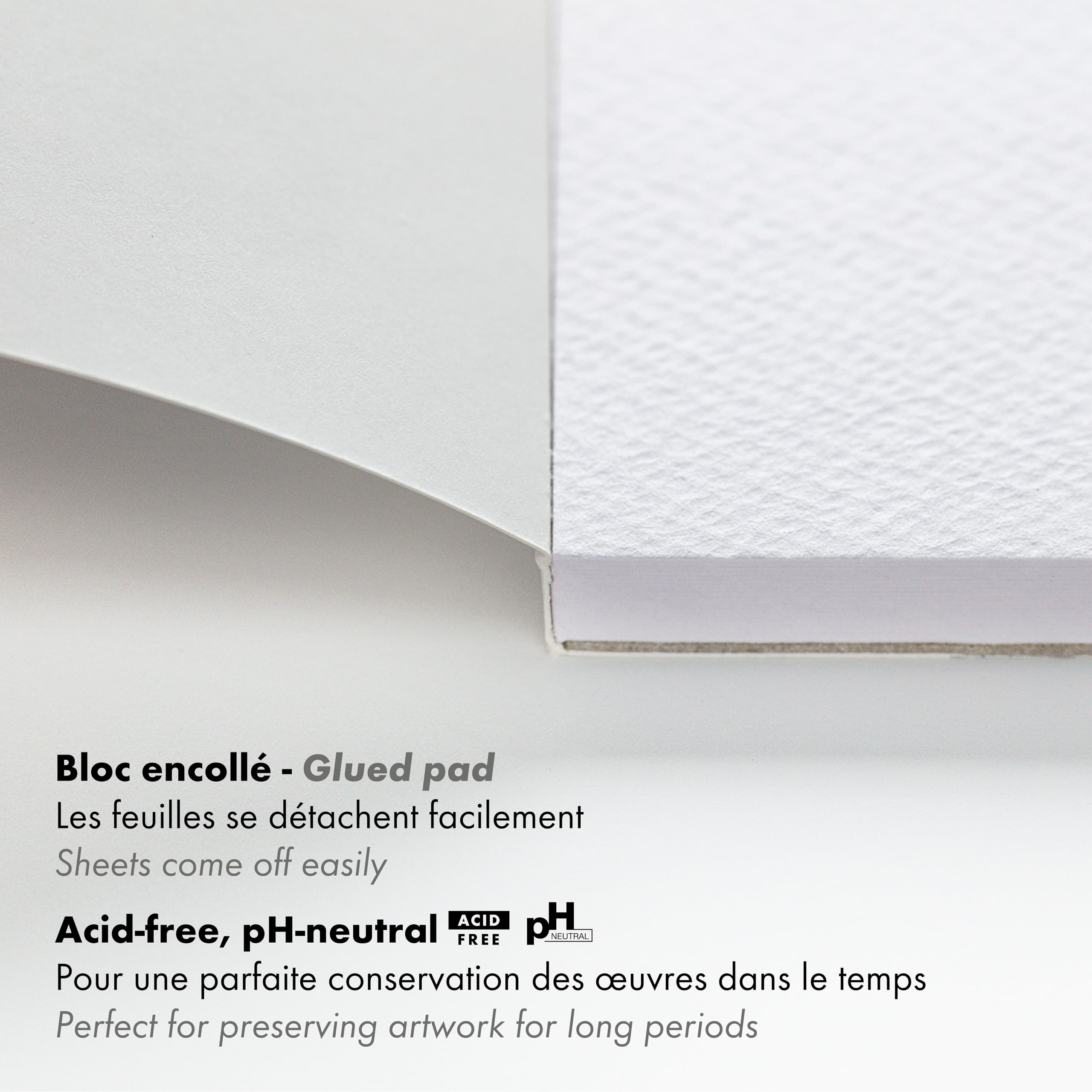 Clairefontaine 975051C Blocco collato PaintON Multitecnica - 20 fogli Carta da disegno multitecnica a grana pronunciata - Bianco - A2 42x59,4 cm 250g
