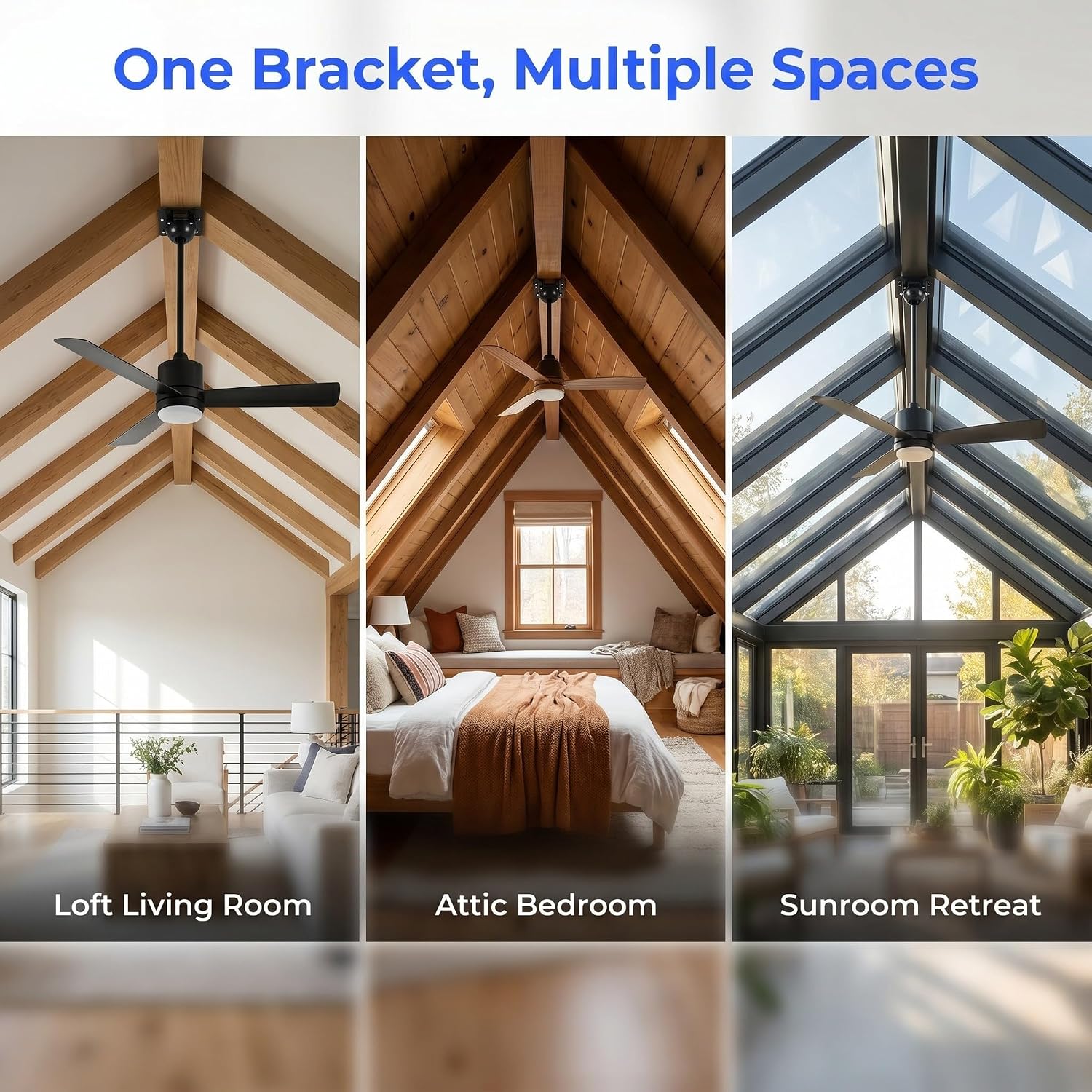 SOLUSTRE Ceiling Fan Sloped Ceiling Adapter Kit with Metal Mounting Bracket and Ground Wire for Enhanced Balance and Noise Elimination, Suitable for Sunroom and Loft Installation