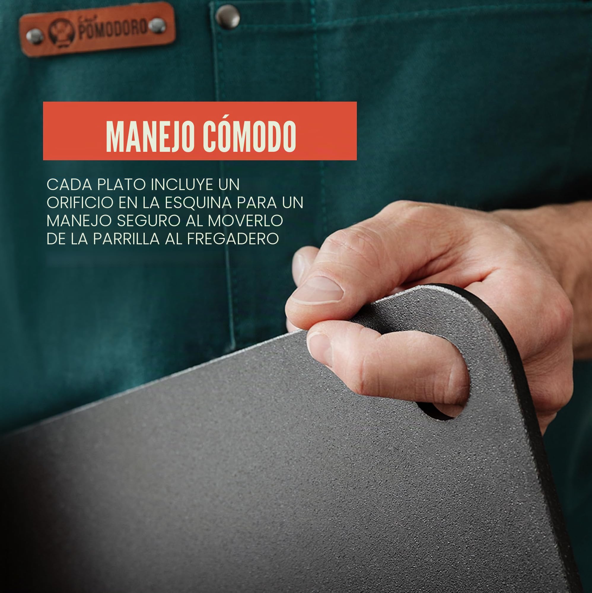 Chef Pomodoro Piedra Pizza Horno Bandeja Rectangular Acero Carbono 41x34 cm