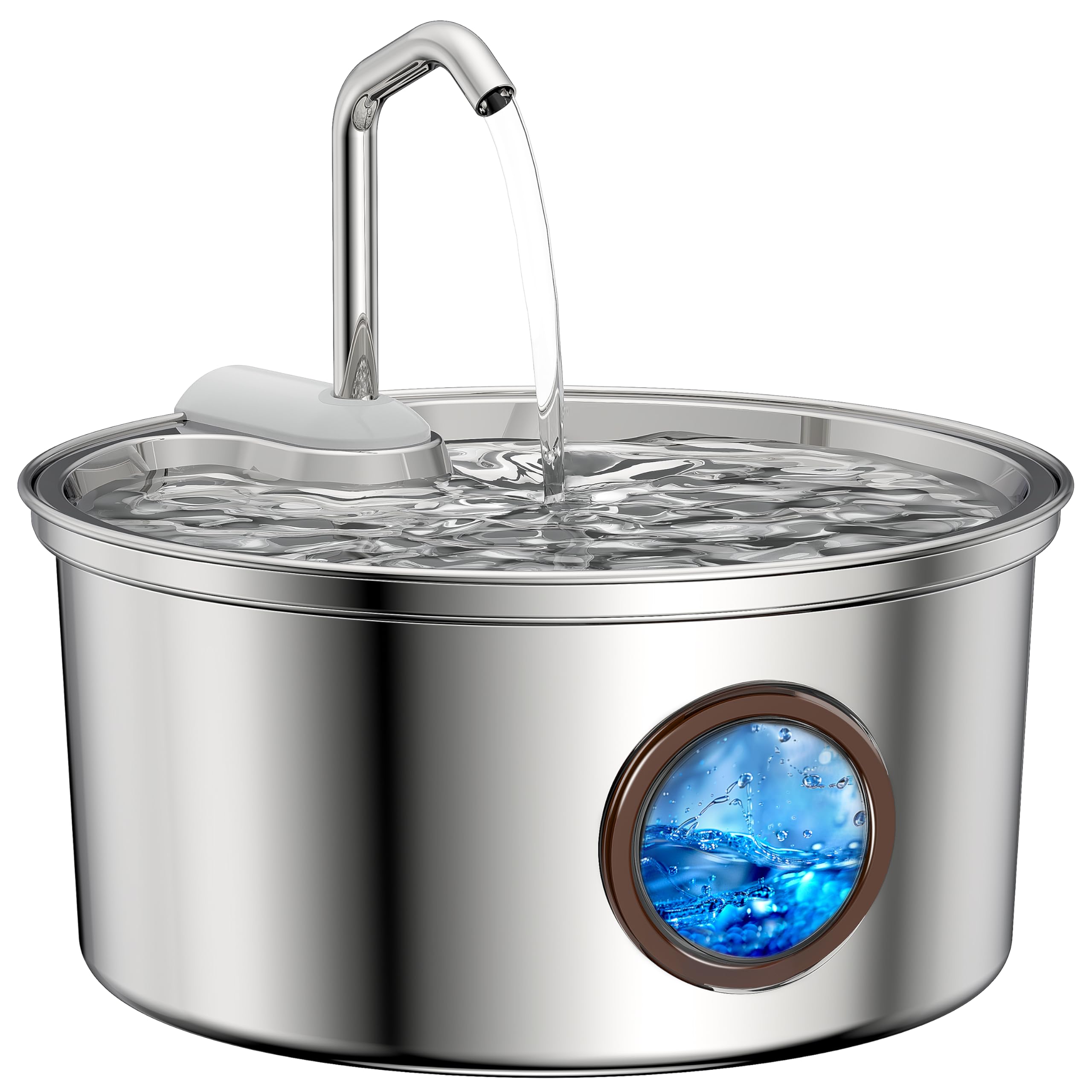 Stainless Steel Cat Water Fountain: Tomxcute 3.2L/108oz Cat Fountain for Drinking, Pet Water Fountain for Cats Inside with Multi-Filter-Water Level Window