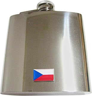 Kiola Designs Czech Republic Czechia Flag Pendant 6 Oz. Stainless Steel Flask