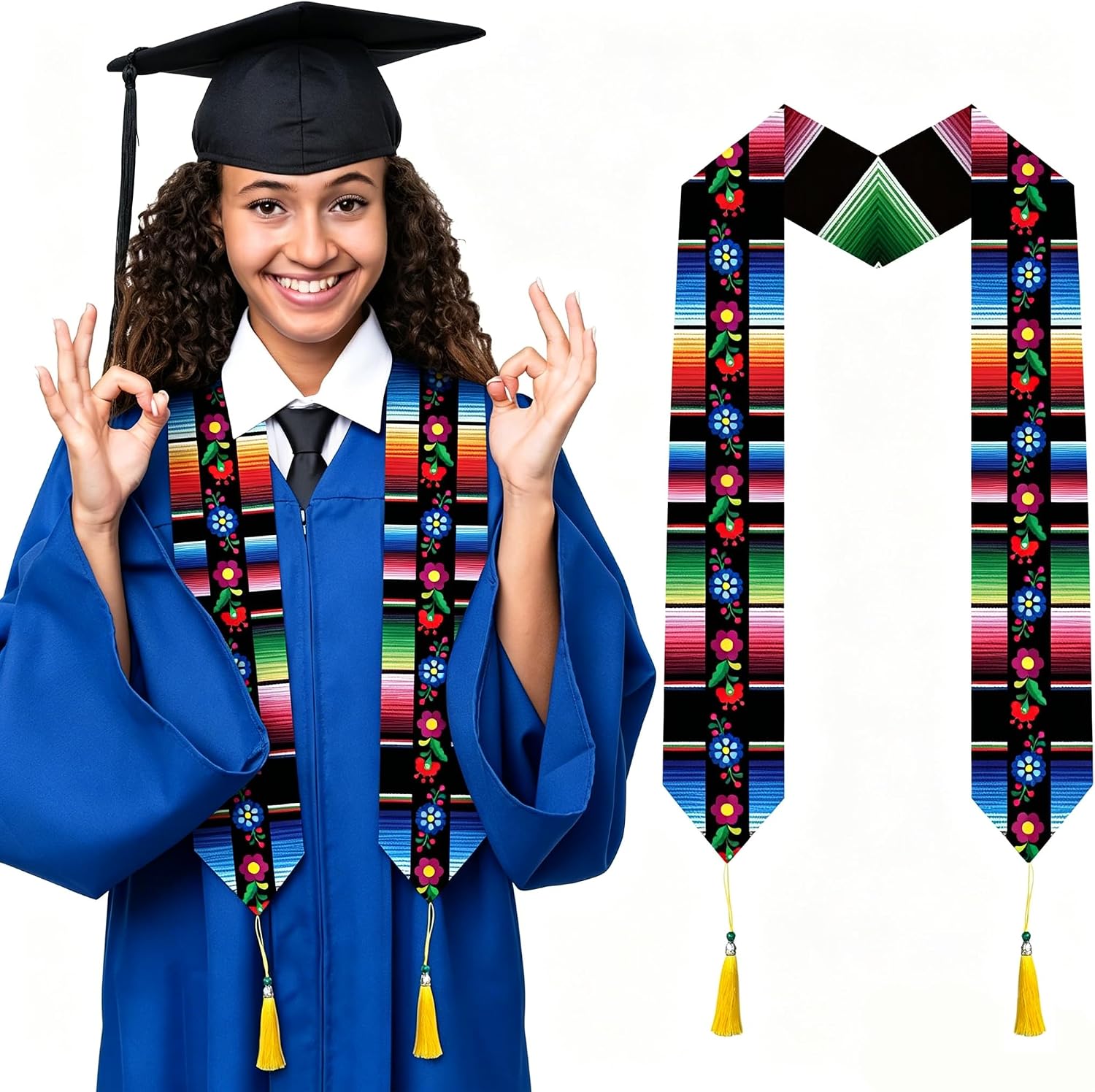 Mexican Graduation Stole Class of 2026 - Classic Mexico Style Honor Stoles for Unisex Adult College Students