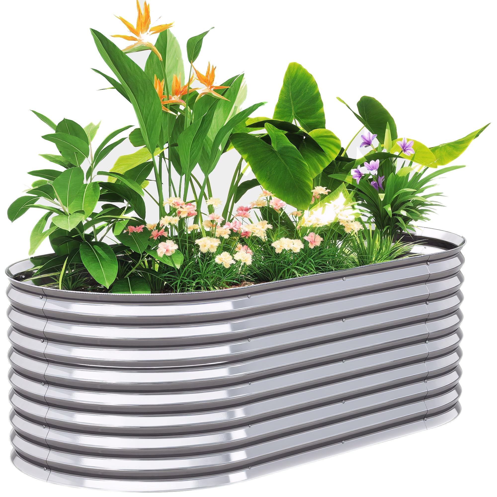 Outsunny Carré Potager de Jardin Potager surélevé, bac Potager en Acier galvanisé, jardinière Exterieur modulaire résistant à la Rouille 160x80x56cm, pour légumes, Fleurs et Herbes Jardin, Argent