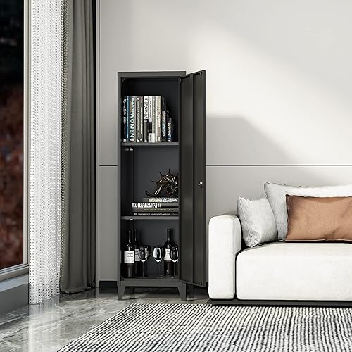 Miniatura 6 de Armario de almacenamiento de metal con puerta de bloqueo, gabinete con cerradura de 50 pulgadas con patas desmontables, casilleros para dormitorio,