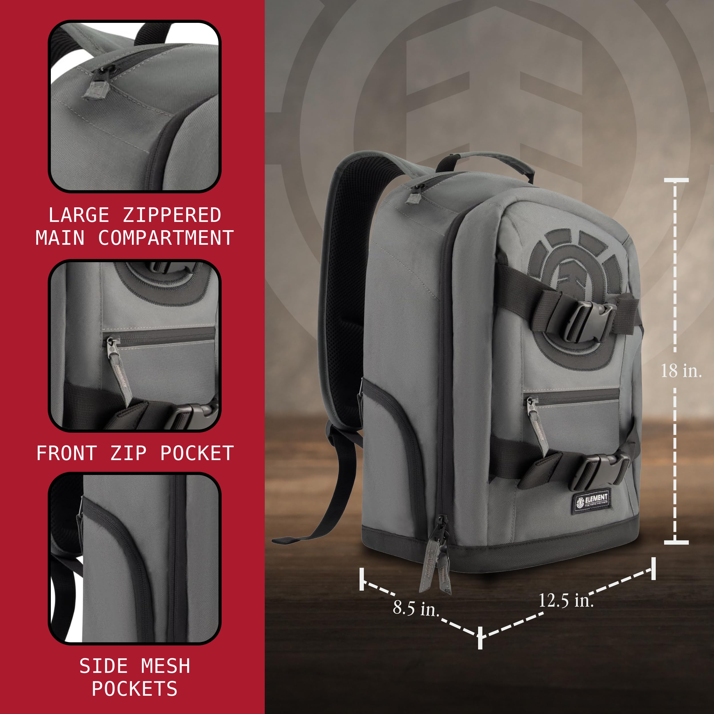 Element Mohave Backpack, 15 Inch Laptop, Padded Computer Bag for Commute Or Travel Mochila, Piedra, Talla única Unisex Adulto