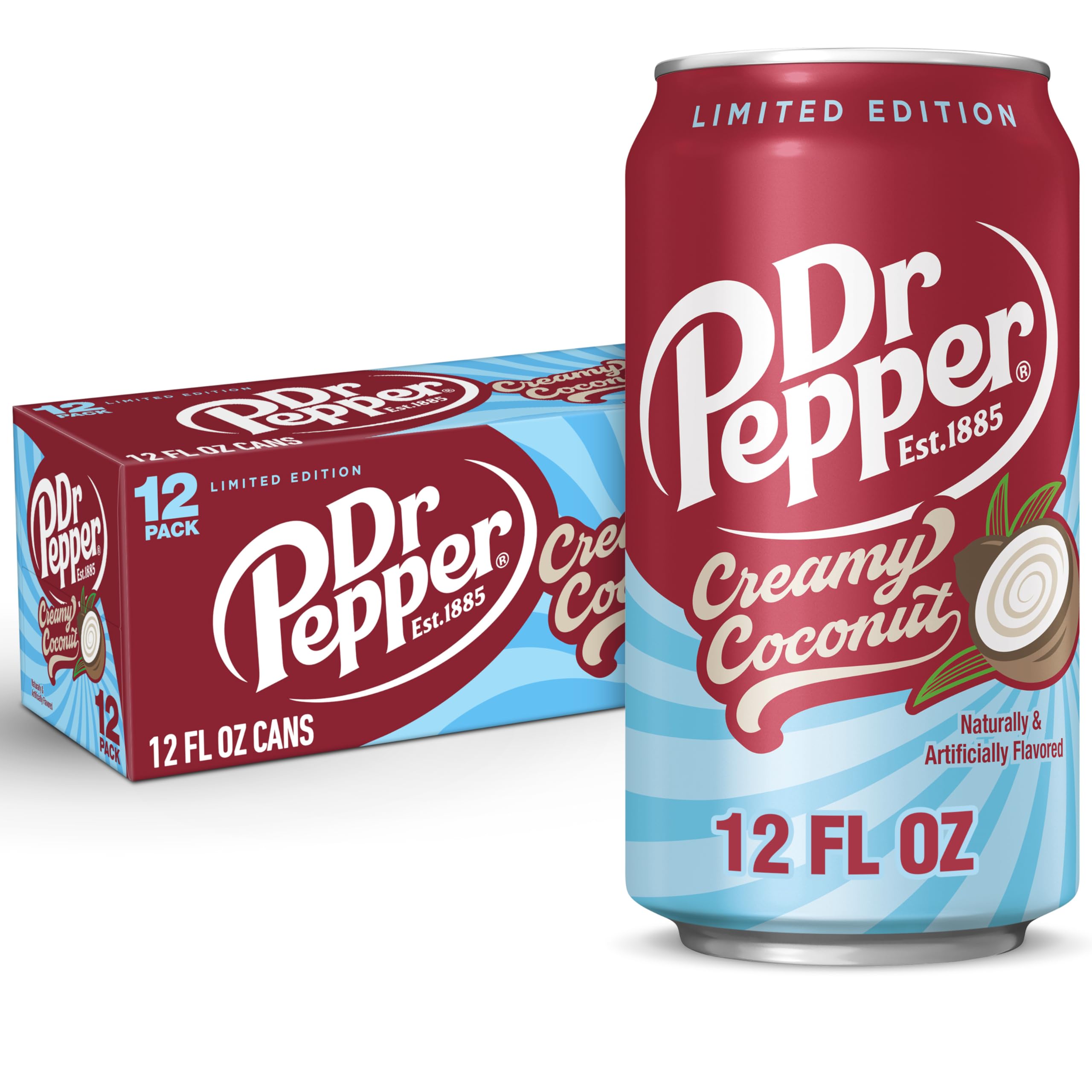 Dr Pepper Soda crémeux à la noix de coco, canettes de 355 ml, paquet de 12