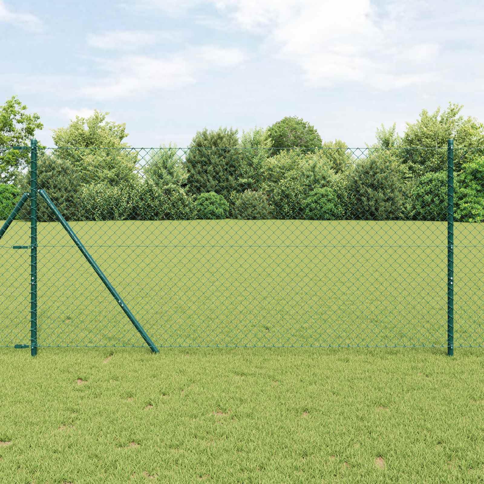 Kettenzaun Grün Stahlzaun 100 x 160 cm wetterfester Gartenzaun mit Sichtschutz, Korrosionsbeständig und UV-beständig für Terrasse, Vorgarten und Grundstücksabgrenzung