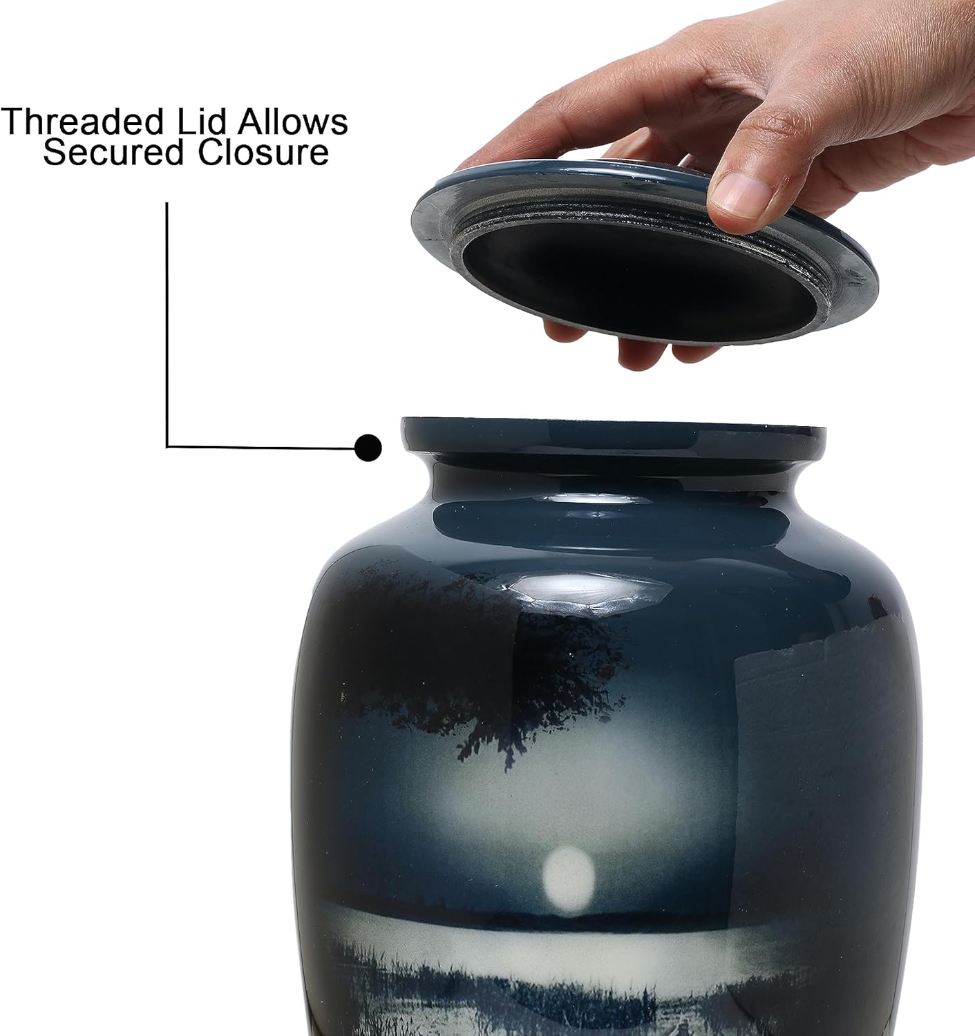Urns for Human Ashes Adult Female, Burial Urns, Decorative Urns, Funeral Urns, Cremation Urns for Women and Men | Full Moon Night Lake