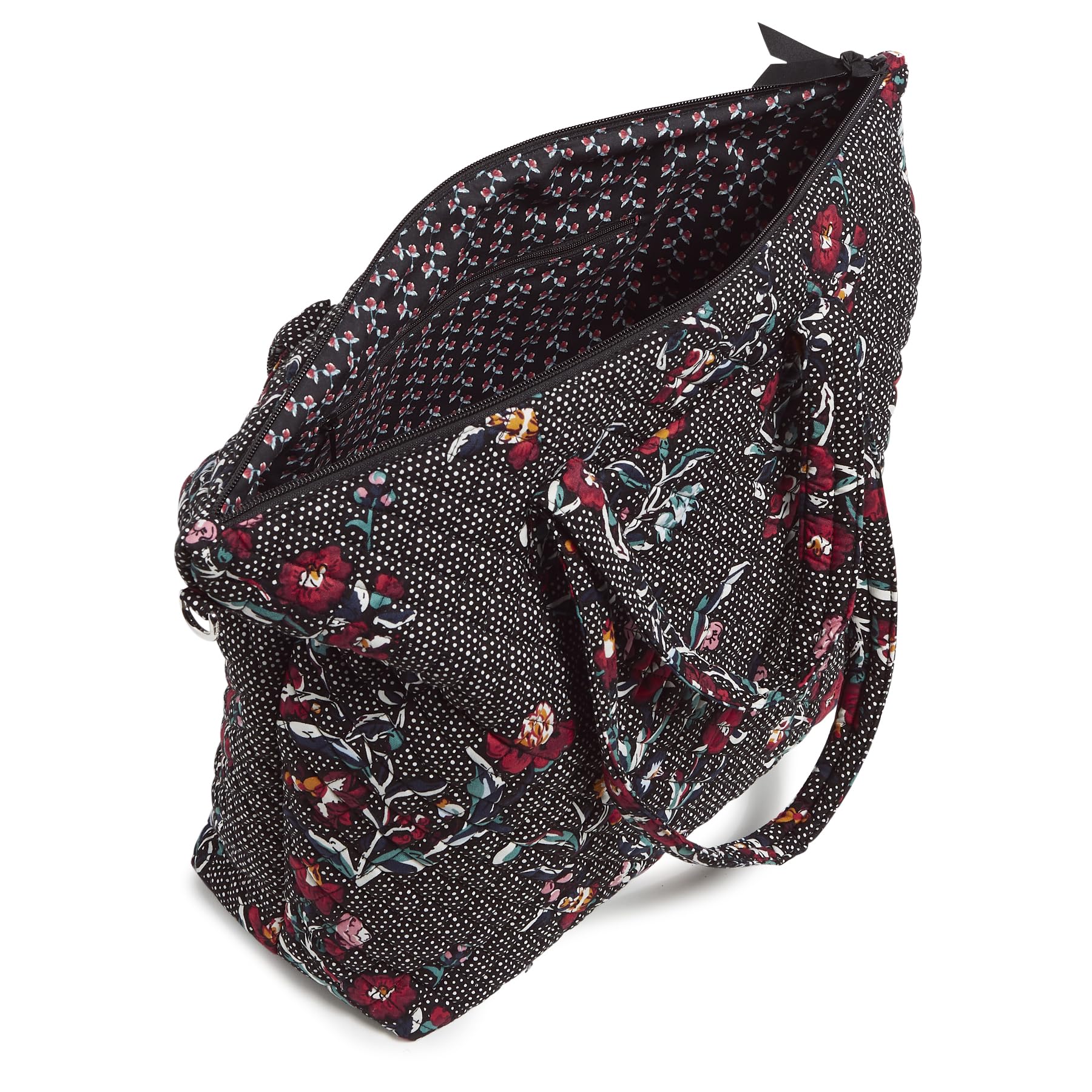 Vera Bradley Cotton Slouchy Tote Bag, Perennials Noir Dot