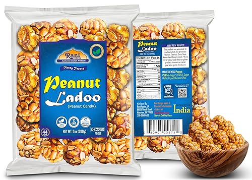 Miniatura 7 de Rani Peanut Ladoo (caramelo redondo de maní quebradizo) 7 onzas (7.05 oz) x paquete de 4  Todo natural  Vegano  Sin colores  Apto para gluten