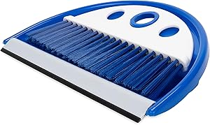 Camco Dust Pan with Whisk Broom-Whisk Broom Snaps into Dust Pan After Use|Hanger Hole for Convenient Storage|Excellent for Traveling,RVs,Campers Campsites,Dorm Rooms&More-(43945),Blue,1 Size