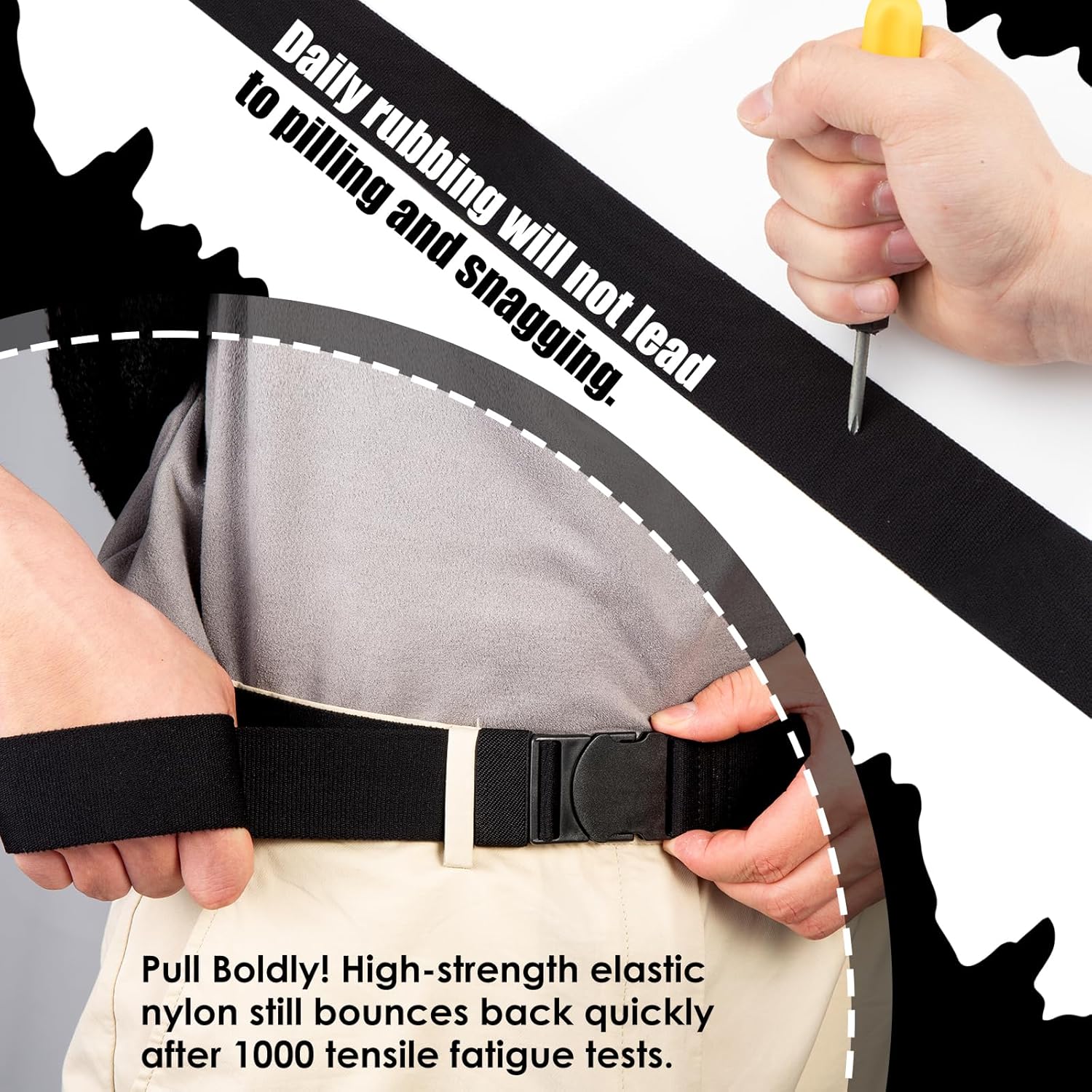 Elastic Belts for Men Stretch Nylon Belt With No Metal Plastic Buckle, Lightweight Golf Hiking Travel Belt - Image 4