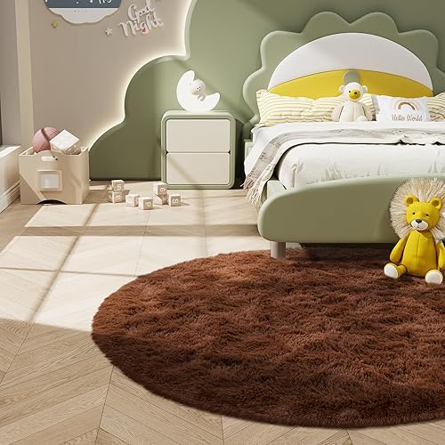 Miniatura 2 de LOCHAS Alfombras redondas y esponjosas de lujo para dormitorio, habitación de niños y niñas, guardería, alfombra circular súper suave, bonita