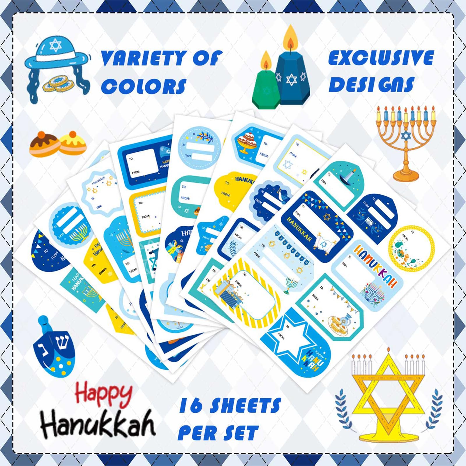 amazon-com-16-sheets-hanukkah-gift-tag-stickers-self-adhesive-gift-stickers-labels-for-chanukah-holiday-party-decor-health-household for Free Printable Hanukkah Gift Tags Amazon.com: 16 Sheets Hanukkah Gift Tag Stickers - Self Adhesive Gift Stickers & Labels for Chanukah Holiday Party Decor : Health & Household for Free Printable Hanukkah Gift Tags