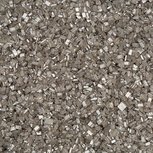 Miniatura 1 de Cristales de azúcar metálicos de plata de 24 quilates, tarro agitador de 4 onzas, gránulos de azúcar comestibles, azúcar de lija para pasteles,