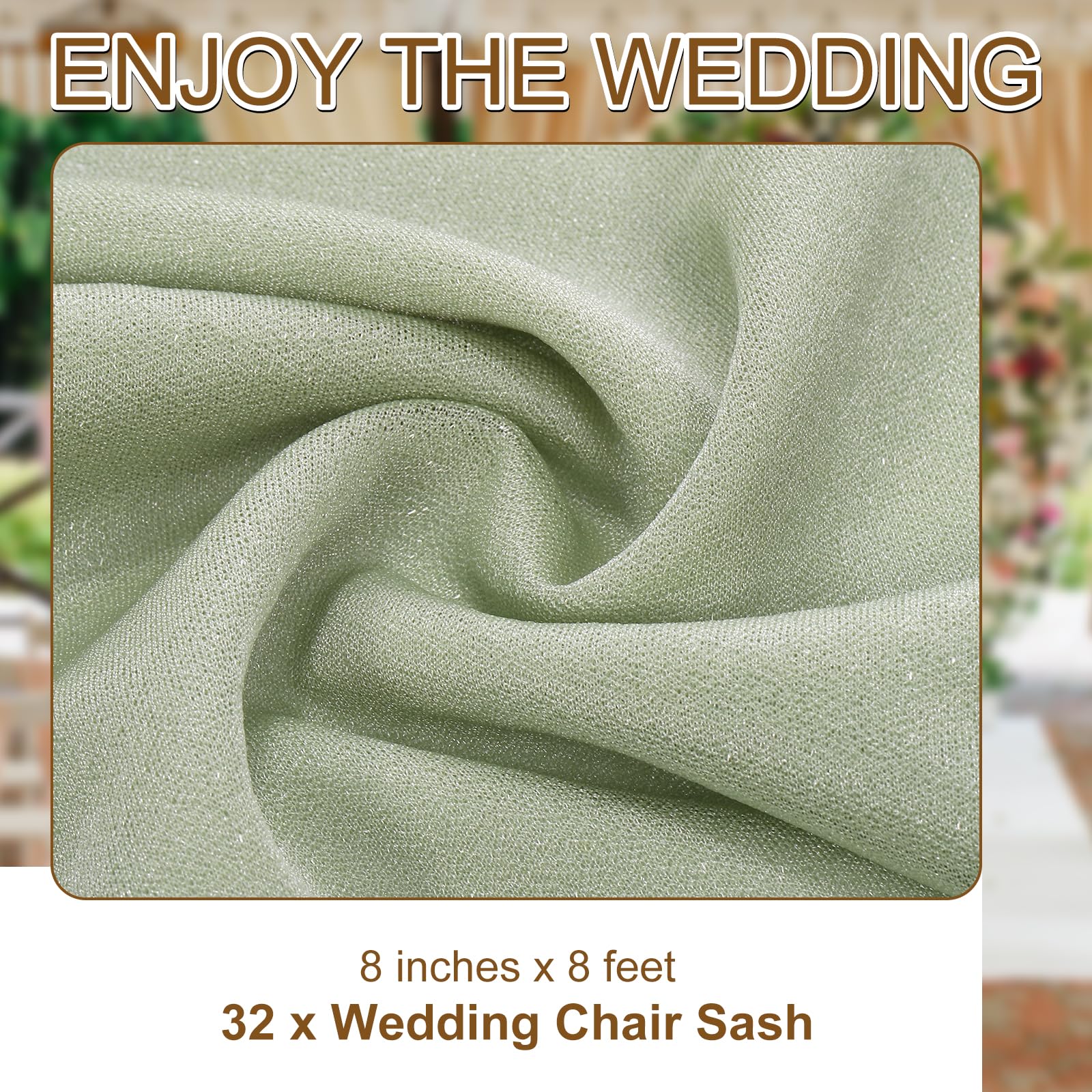 sourcing map Hochzeitsstuhl-Schärpe, Chiffon, Hochzeitsstuhl-Vorhänge, 2,4 x 25,4 cm, Stuhlrückseite, Dekorationen für Hochzeit, Party, Stuhlbezug, Grün, 32 Stück