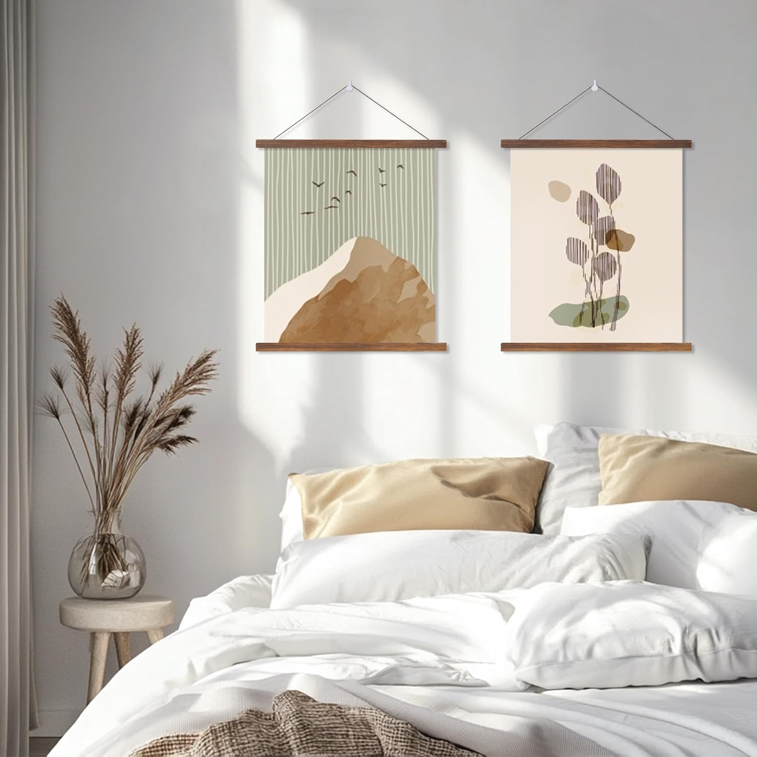 HEART ART Magnetic Poster Hanger Frame,20x30,20x24,20x28 Poster Frame Wood Wooden Magnet Hanging Kit for Walls Map Canvas Artwork (Teak Wood,3 PACK)