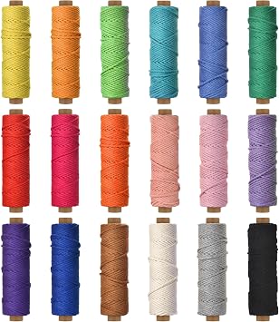 2mm x 594 Yards Macrame Cord - 18 Colors Natural Colored Macrame Cotton Cord Rope Kit - 4 Strand Twisted Cotton Rope for Wall Hanging,DIY Craft Making,Plant Hangers,Knotting Decorative Projects