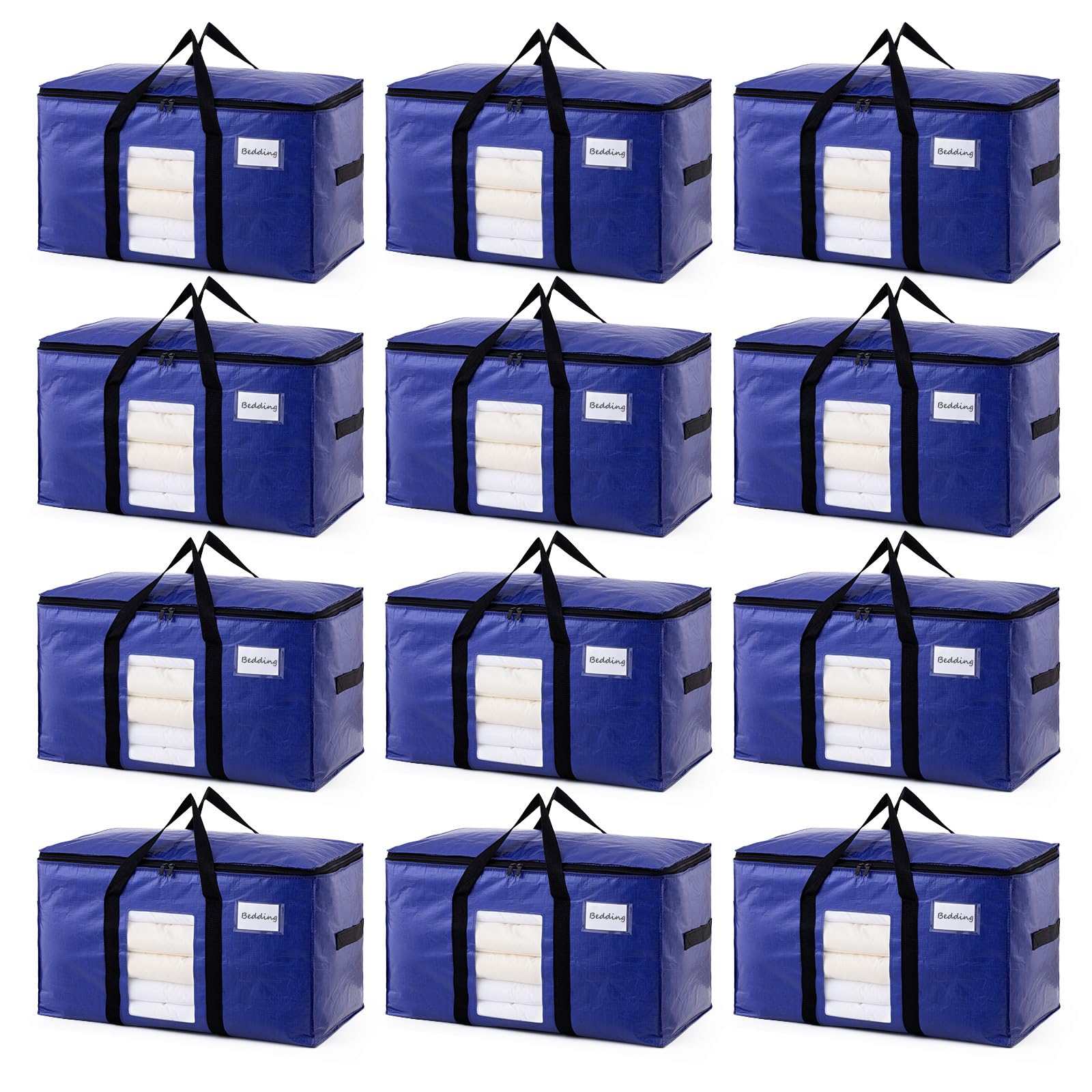 TAILI 12 Pack Dark Blue XXL Moving Bags,Storage Bags with Visible Window