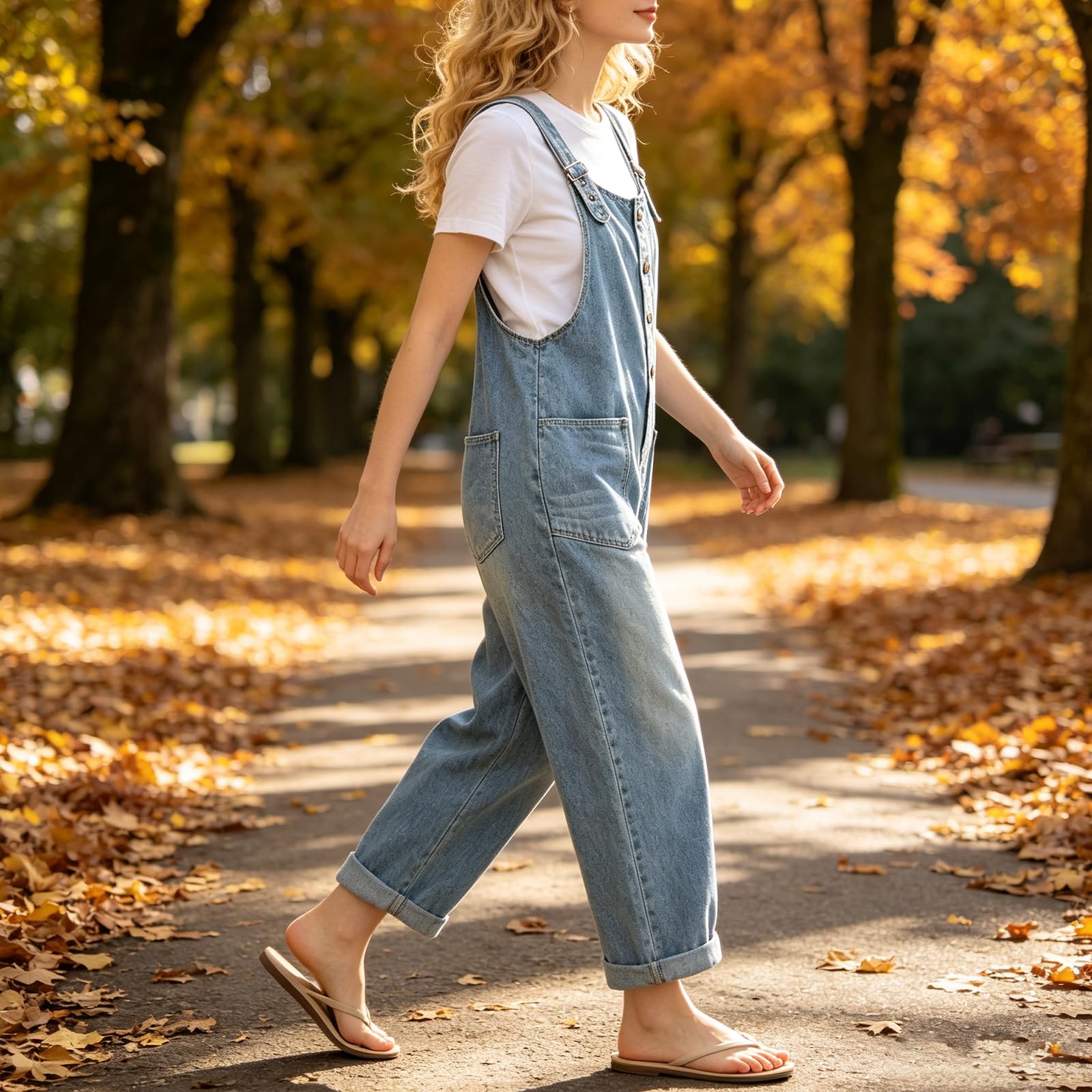 Tuta intera da donna, regolabile, blu, XXL | Cinghie regolabili, vestibilità comoda, versatile da indossare tutti i giorni, pratica moda quotidiana
