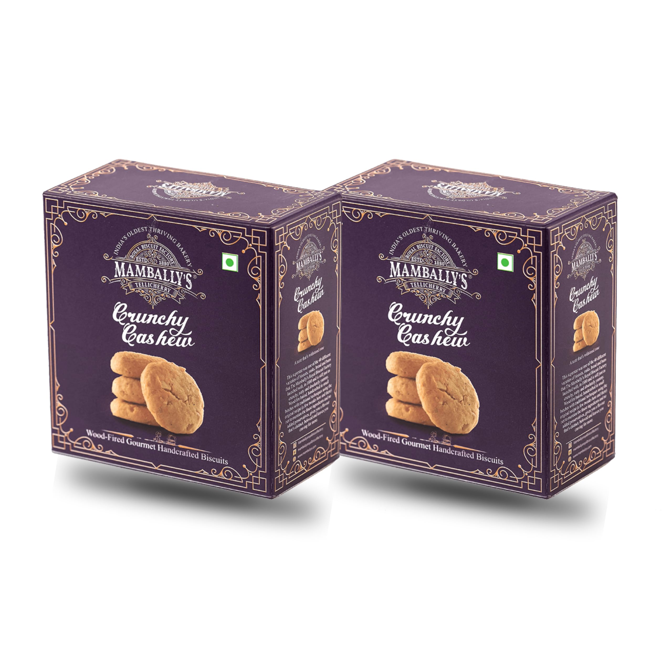 Mamballys Crunchy Cashew Biscuits – Gourmet Wood-Fire Baked - 400g | Premium Handcrafted Biscuits with Pure Butter & Cashew nuts | Traditional Recipe Since 1880 | Eggless, No Added Preservatives | Pack of 2 (B0D6NCGBJQ) Amazon Price History, Amazon Price Tracker