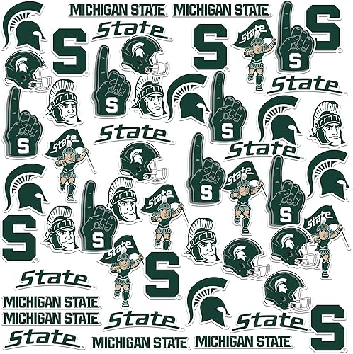 Miniatura 1 de Michigan State University - Paquete variado de 50 calcomanías de vinilo grandes de lujo para laptop, botella de agua, álbumes de recortes, tableta,