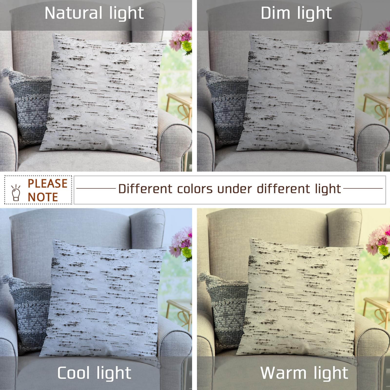 Set Of 2 White Birch Velvet Throw Pillow Covers - 18x18 Inch, Farmhouse Rustic Stripe, Outdoor Safe - View #10