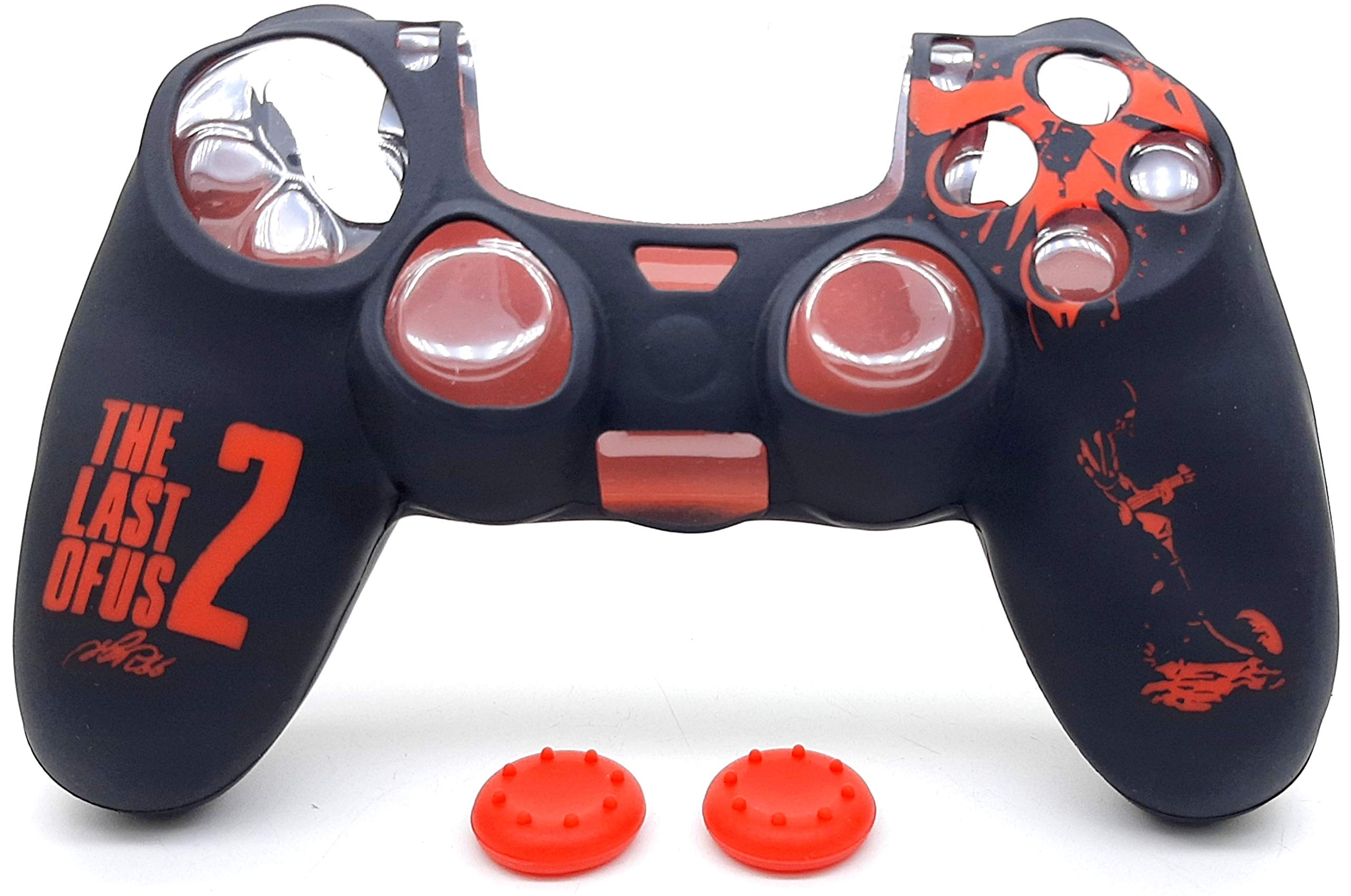 TMG Ps4 TLOU2 Theme Silicone Protective Skin Case Cover for PS4 Controller High Quality Protective Silicone Cover Case Sleeve Anti Slip Cover (Red)-image-1