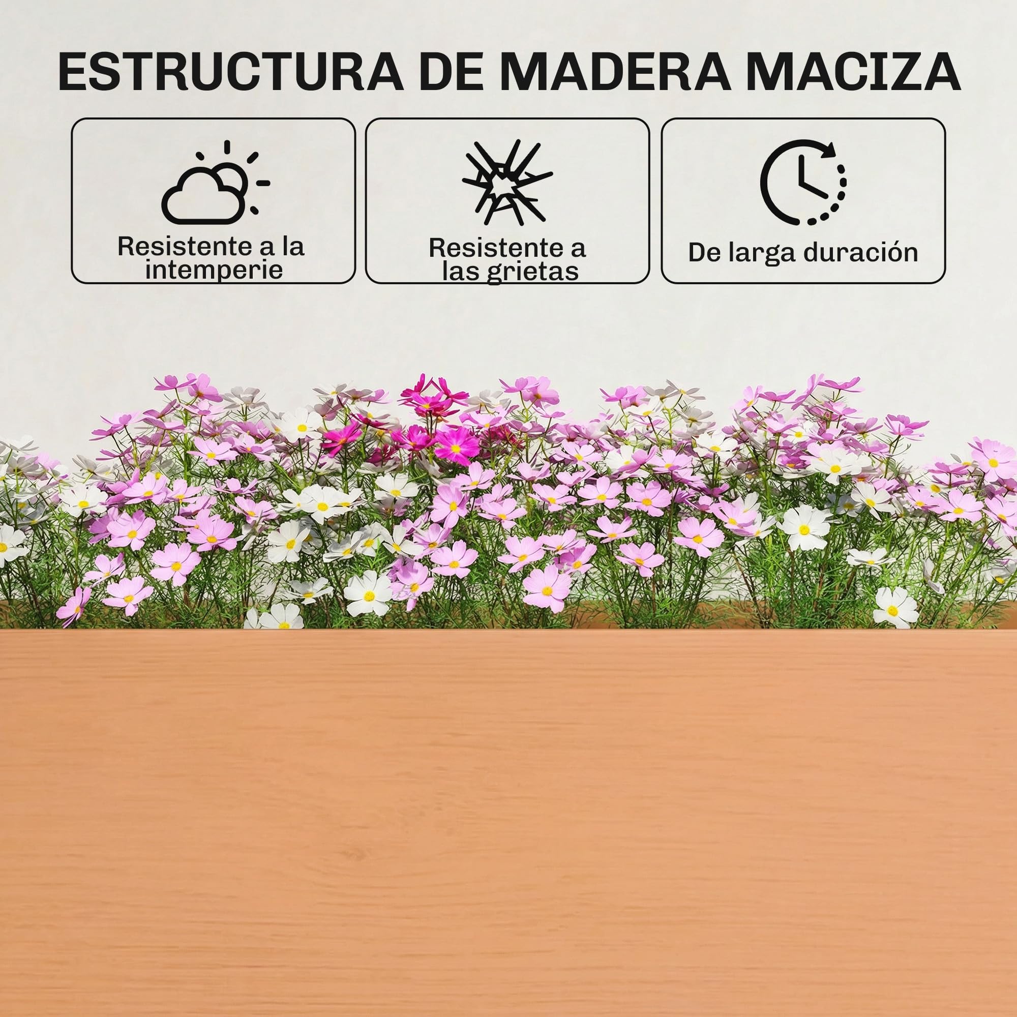 Outsunny Huerto Urbano Elevado de Madera, Mesa de Cultivo con Patas, 6 Orificios de Drenaje, para Cultivo, Plantas, Flores y Verduras, 184x59x76,5 cm, Marrón