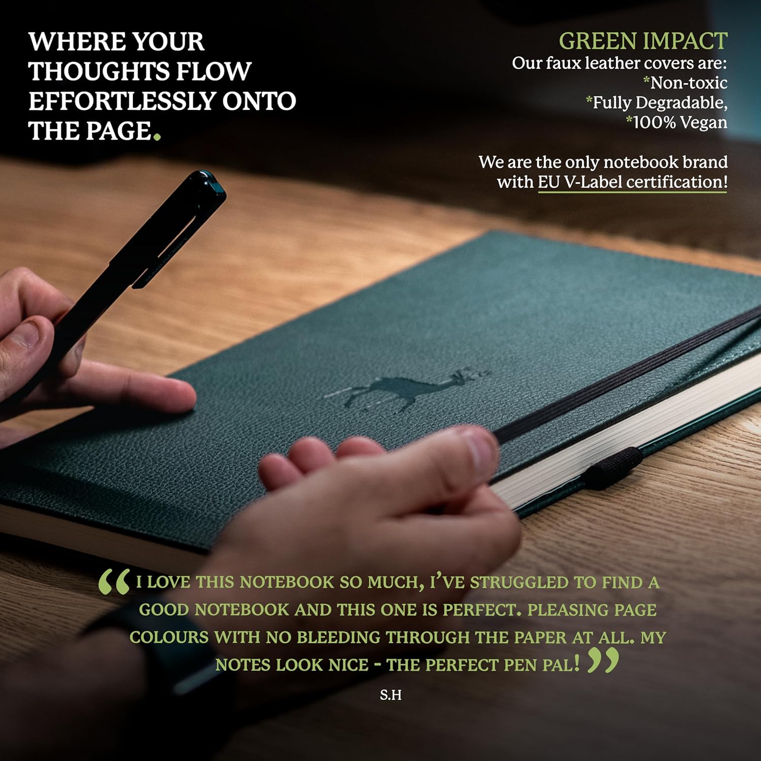 Dingbats* - Wildlife Dotted Extra Large A4 Notebook - PU Leather Hardcover Journal for Work, Writing - Pocket, Elastic Closure, Pen Holder, Bookmark - Image 4