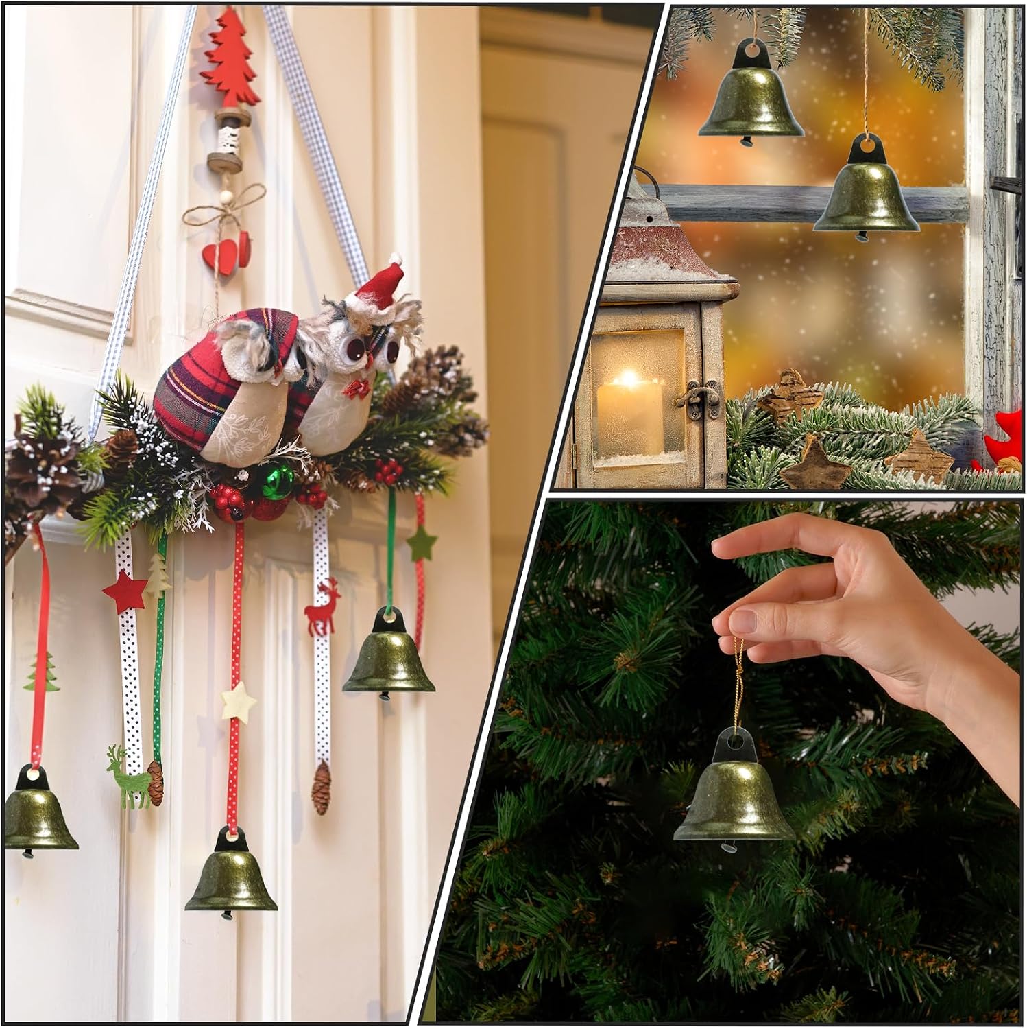 24 Pcs Craft Bells, 1.7" X 1.5" Small Brass Vintage Bells for Christmas Decoration, Wind Chimes Housebreaking Making Dog Potty Training Doorbell Wedding Decor DIY Crafts