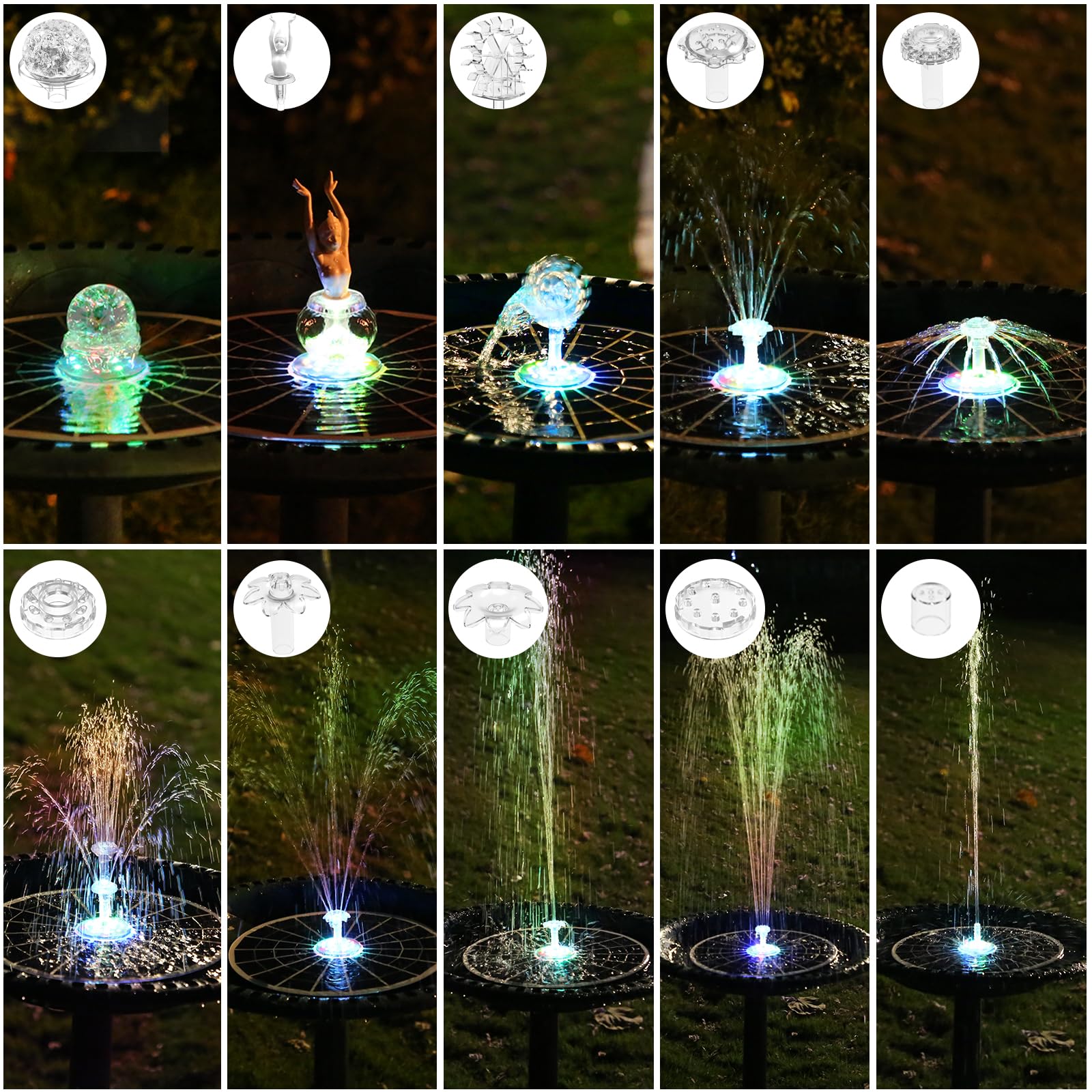 AISITIN 9W LED Solar Water Fountain with 6600mAh Battery - Image 2