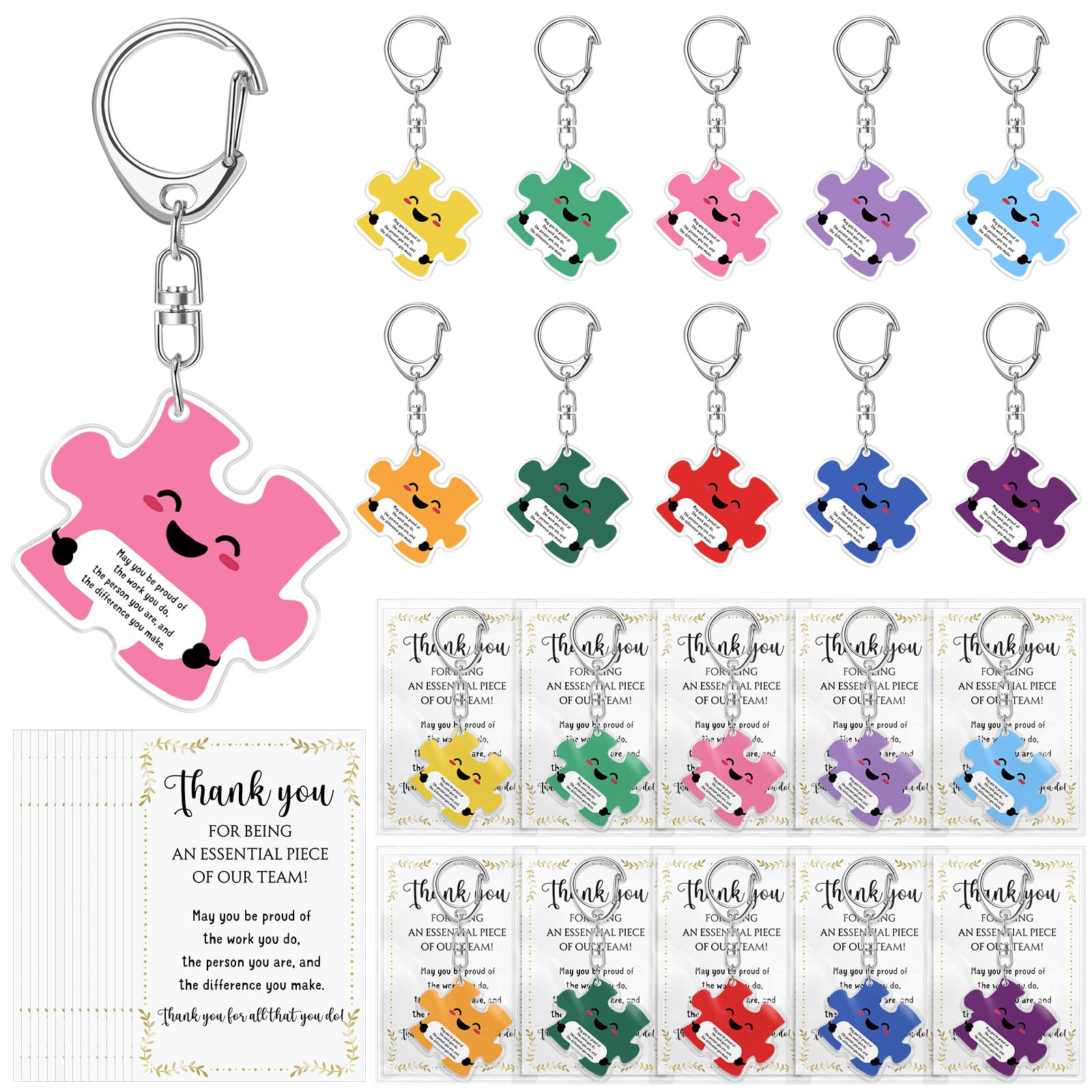 Geelin Bulk Team Puzzle Piece Portachiavi Housekeeping Settimana Apprezzamento Regali per Personale Dipendente Collega Governante Custode