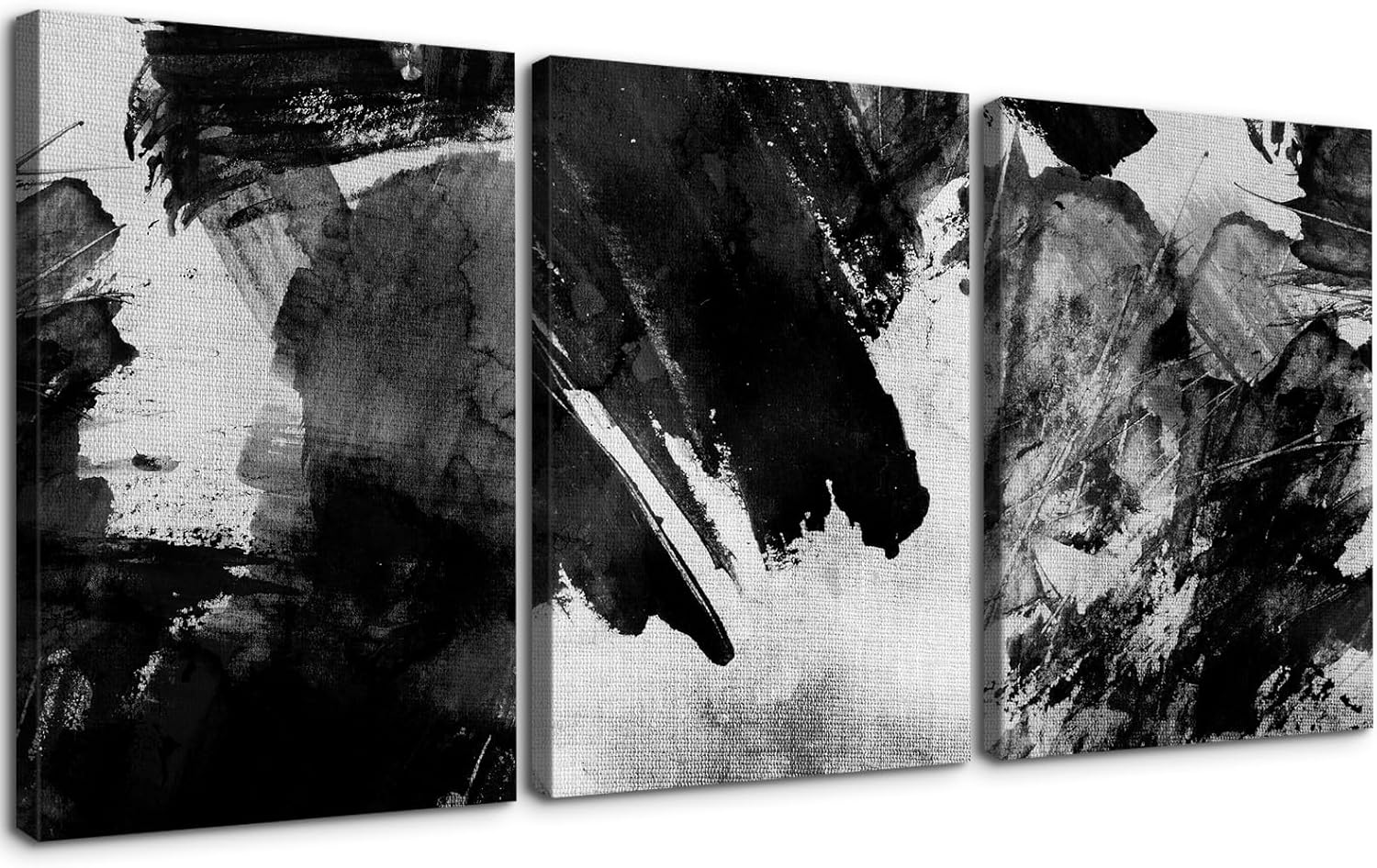 ZKBX 3 Piece Abstract Wall Art Black and White Paintings