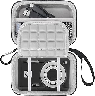 Lacdo Carrying Case for PIXPRO FZ55 / FZ45 / FZ53 / FZ43 16MP Camera, Black+Grey, 14 x 10.16 x 6.35 cm, Travel Adapter