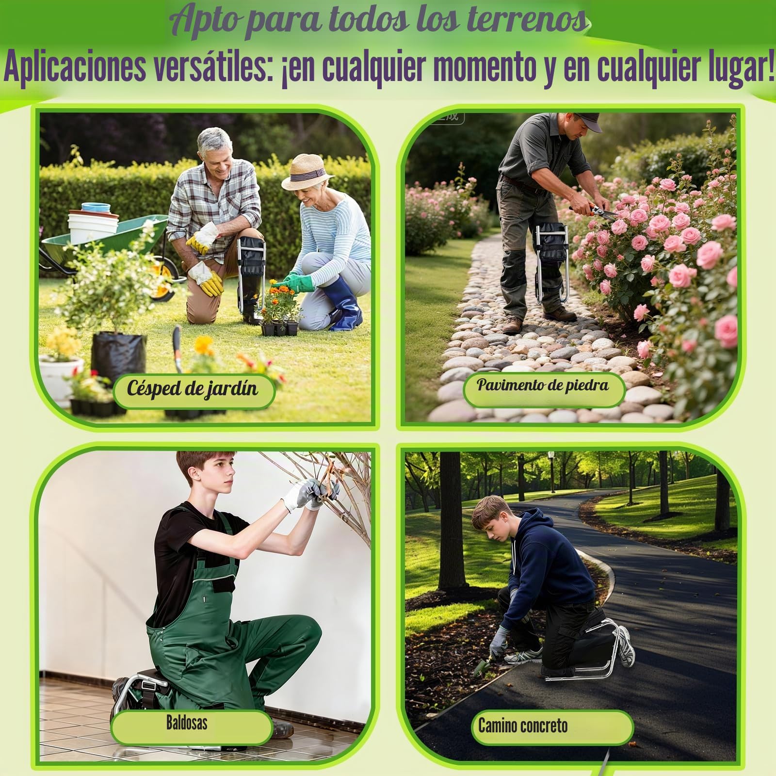 Asiento para Rodillas, Rodillera de jardín con función de Asiento, Protege Las Rodillas, soporta hasta 200 kg, Ideal para jardinería, construcción y Trabajos Profesionales