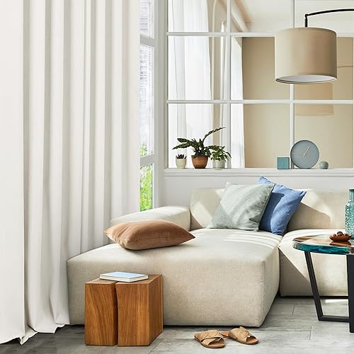 Miniatura 8 de Deconovo Cortinas opacas totales de lino sintético, para oscurecer la habitación, con aislamiento térmico, reducción de ruido, cortinas de