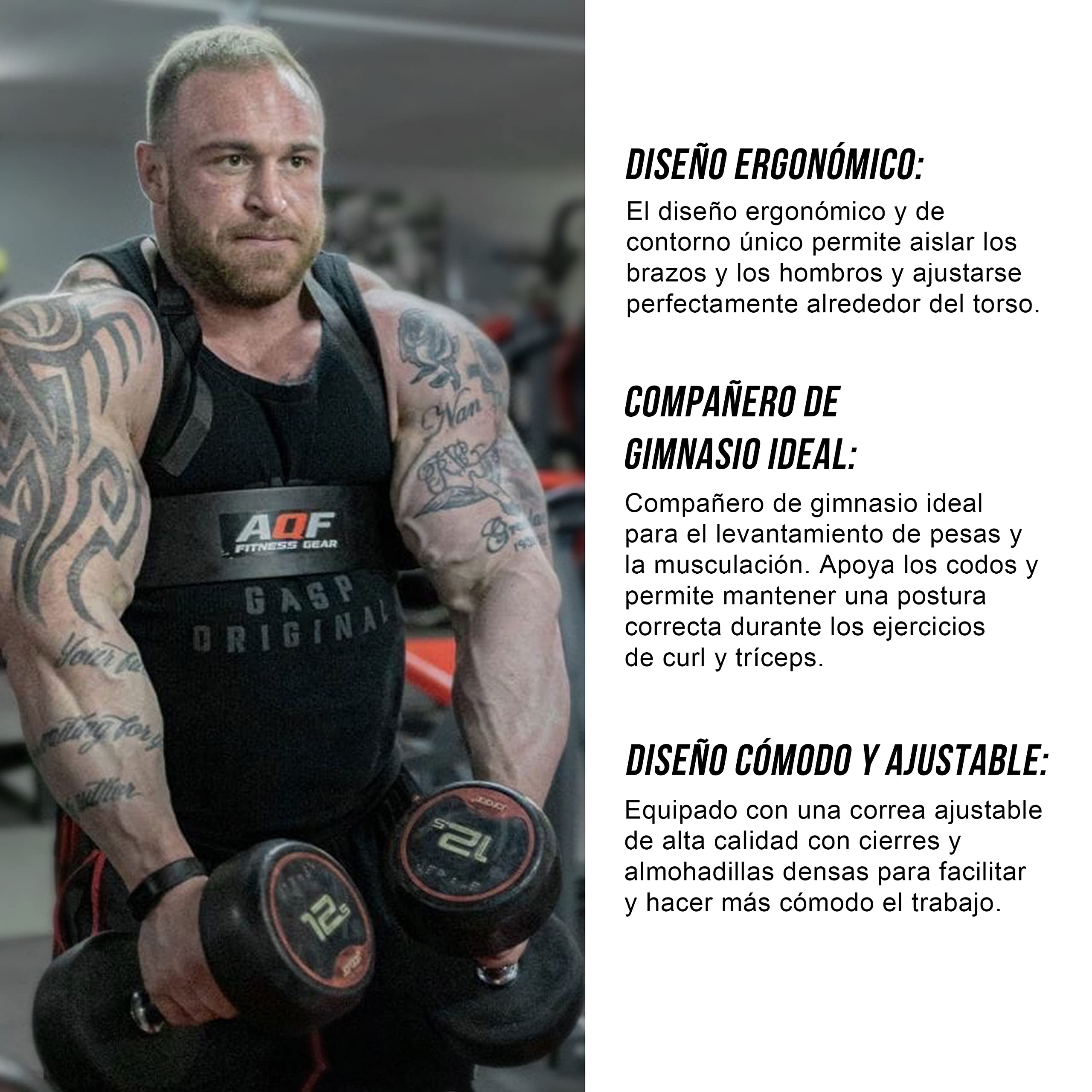 AQF Arm Blaster Bíceps, Aislador de Curl Ajustable para Levantamiento Pesas | Aluminio Ligero, Hebilla De Liberación Rápida, Aislamiento De Brazos, Curl Con Mancuernas, Entrenamiento De Gimnasio