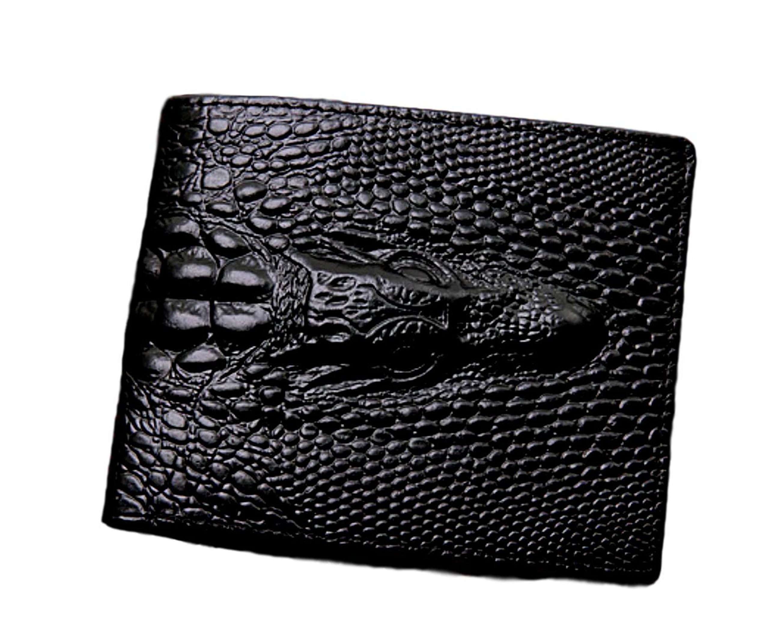 Genuine Leather Wallet crocodile [ for Men Black or Brown] card Slim