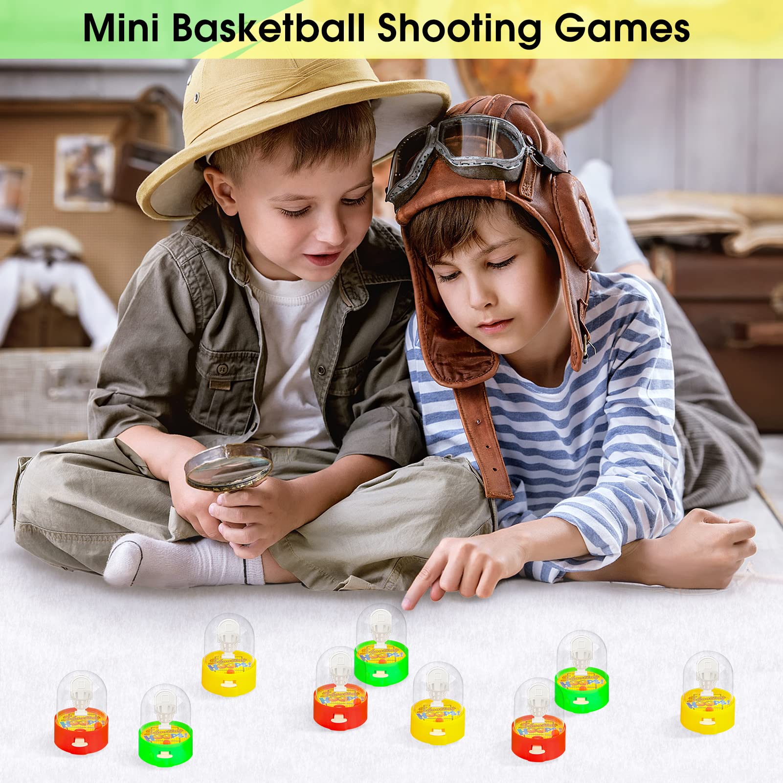 MIKIMIQI 27 Pcs Mini Basketball Shooting Games Basketball Party Favors Supplies Decoration Simple Basketball Finger Board Game Handheld Basketball Game for Birthday Party Relieve Stress Game
