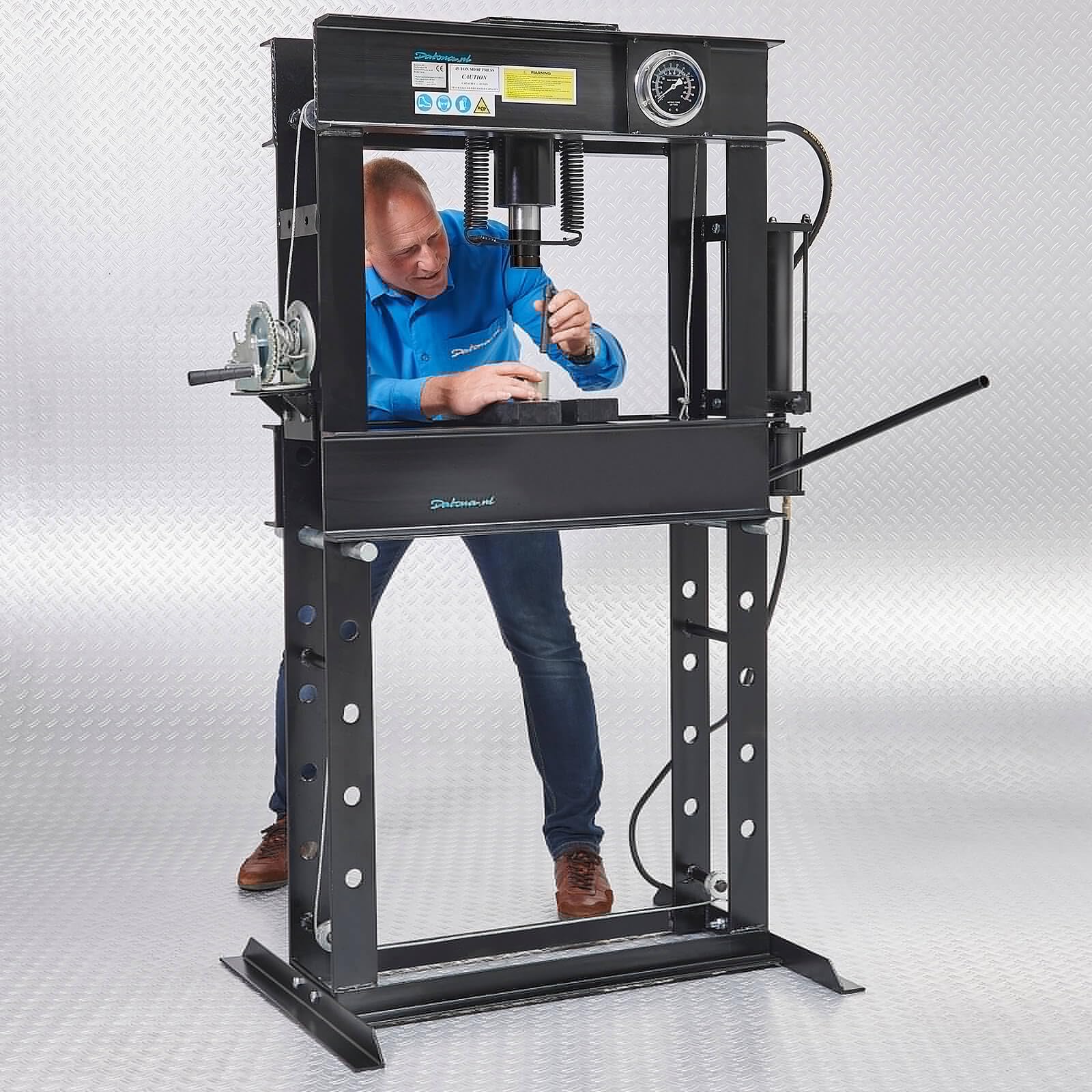 Datona Hydropneumatische Werkstattpresse mit Handwinde - 45t