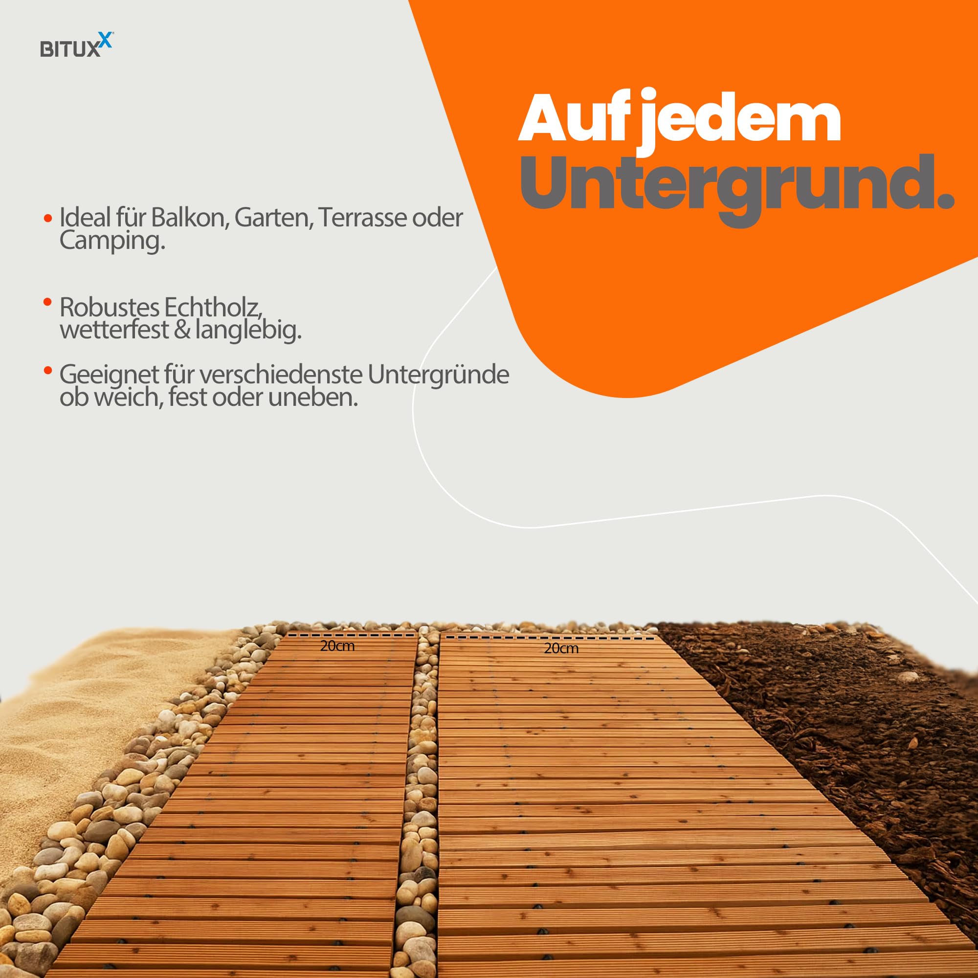 Bituxx Rollweg Holz Holzweg Gartenweg Gehweg Trittplatten Gartentritte Zedernholz ausrollbar 250x75cm
