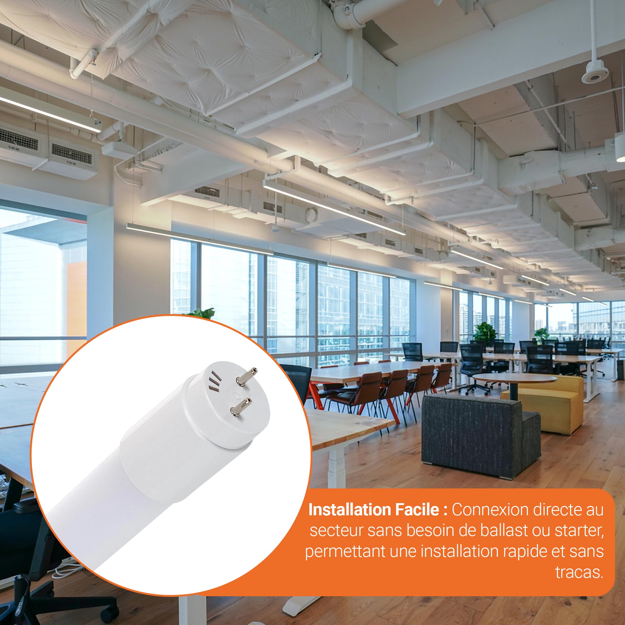 Tube LED T8 G13 – Neon LED 150cm/ 22W - (4 Unité (Lot de 1) Blanc Froid, 6000K), 2860 lm, 130 lm/W, Connexion Latérale, IP20, Durée de Vie 40
