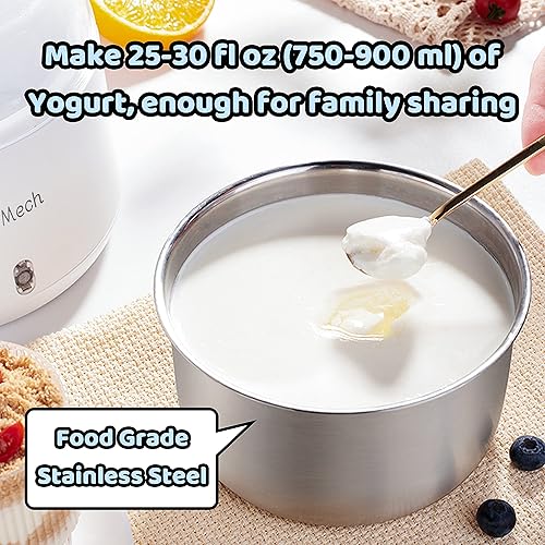 Miniatura 4 de Máquina compacta para hacer yogur griego con control de temperatura constante, recipiente de acero inoxidable, 1 cuarto de galón para yogur orgánico