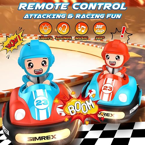 Miniatura 2 de Coche de control remoto para niños, auto de parachoques RC con sonido musical ligero, juego de 2 jugadores, regalo para niños y niñas pequeños