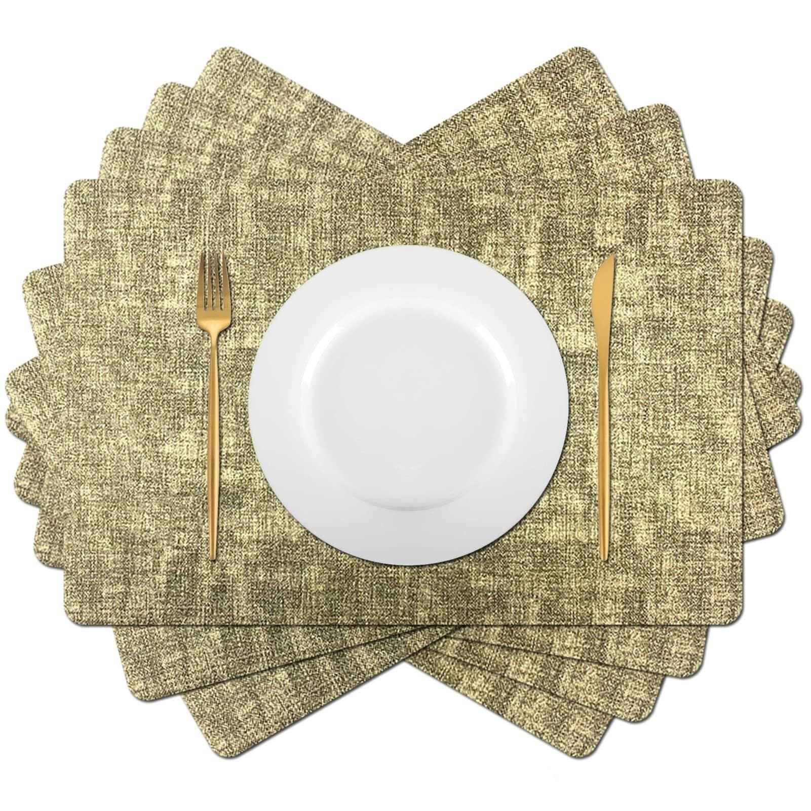 Lot de 6 sets de table en similicuir lavables résistants à la chaleur pour décoration de cuisine (gris foncé)