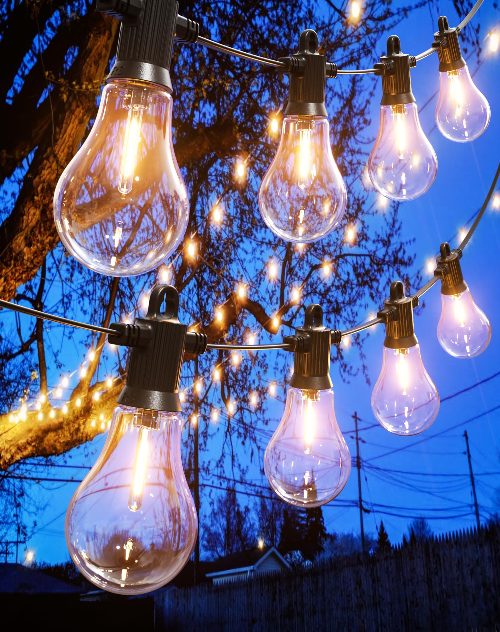 Zuske 15M Lichterkette Außen Strom, Lichterkette Aussen mit 15+2 A45 Bruchsicheren Glühbirnen, IP65 Wasserdicht Outdoor Lichterkette für Garten Partys Balkon Bistro, 2700K