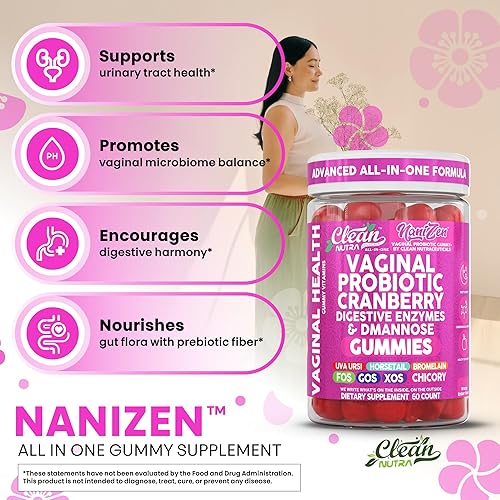 Miniatura 5 de Clean Nutra - Gomitas probióticas vaginales para mujeres, enzimas digestivas de arándano, D, manosa, probiótico, dmanosa, cola de caballo,