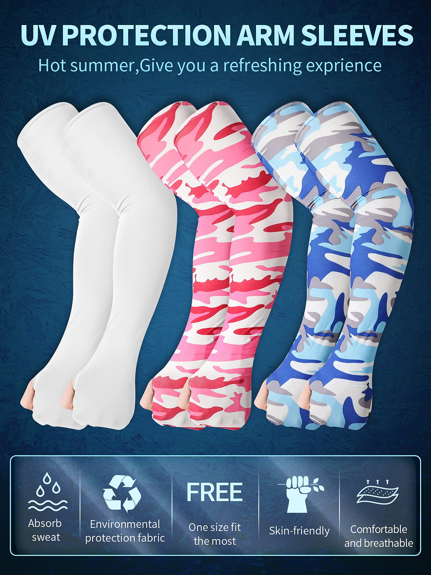 Geyoga 20 Paar Sonnenschutzmanschetten für Arme, kühlende Arm-Kompressionsmanschetten, weiche Eisseide, Unisex, fingerlose Handschuhe für Männer und Frauen, Sport, Outdoor, Gartenarbeit, Laufen